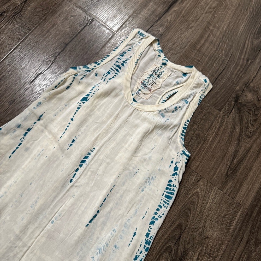 Pete & Greta White cream and Blue Sleeveless Top JW tie dye size small boho - Picture 3 of 6